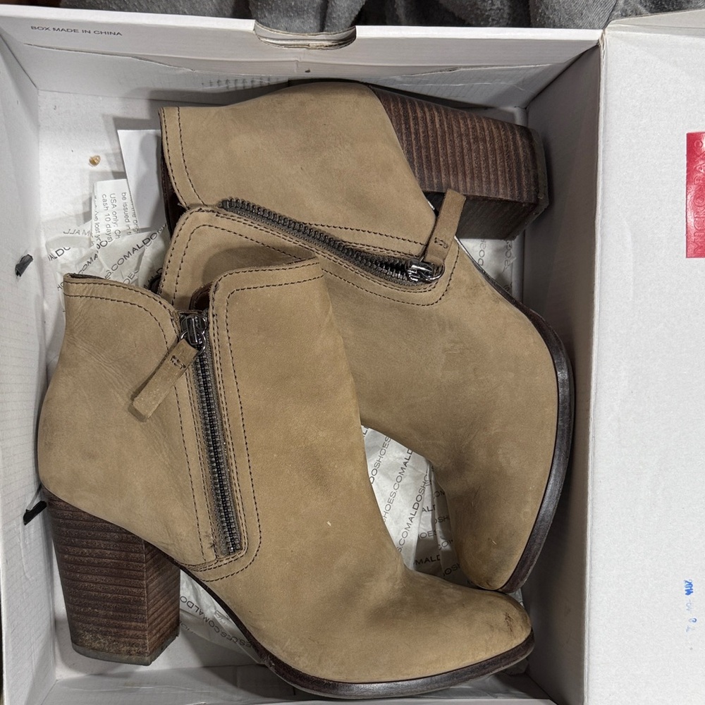Aldo Taupe Ankle Booties with Zipper Detail